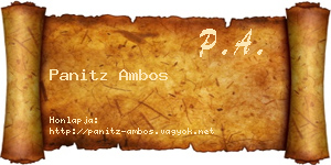 Panitz Ambos névjegykártya